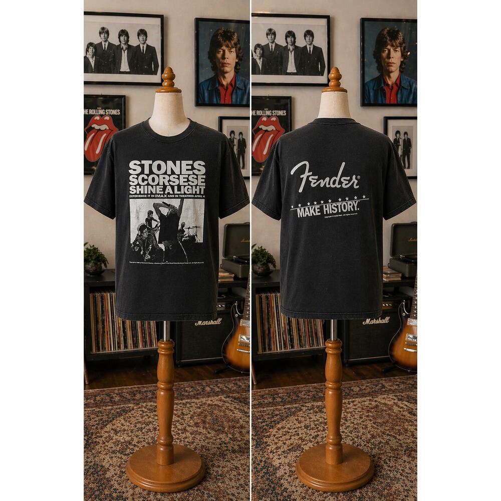 Rolling Stones Scorsese Shine a Light Tee XL Fender Back Graphic Movie Promo Tee